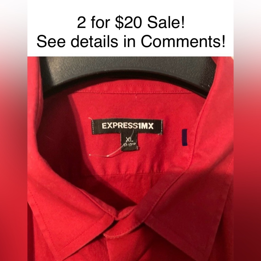 Express 1MX stretch red dress shirt, size XL.